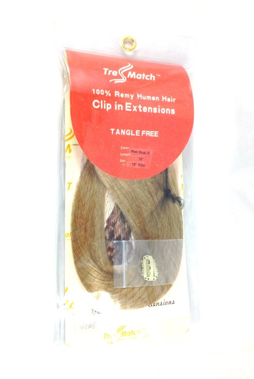 TRESSMATCH16”-18" Remy Human Hair Clip in Extensions Thick to Ends Wheat/Natural/Medium Blonde (#16) 9 Pieces Full Head Volume Set [4.4oz/122g] …