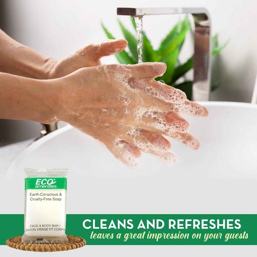 ECO amenities Travel Size Bar Soap - 400 PACK, 0.5 oz Mini Soap Bars, Hotel Soap Bars, Travel Size Toiletries - Individually Wrapped Bulk Soap Bar, Small Hotel Soaps for BNBs, VRBO, Inns and Hotels