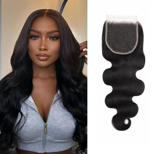 5x5 HD Lace Closure Body Wave Transparent HD Lace Closure Human Hair 12A Brazilian Virgin Human Hair Closure Free Part Pre Plucked with Baby Hair Natural Color 22 Inch