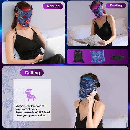 Lovsheme Red Light Therapy for Face, LED Face Mask Light Therapy, Red Light Therapy Mask for Acne, Wrinkles and Skin Rejuvenation, 320 LEDs, 3 Modes, 10-Min Auto Off, Eye Protection Included