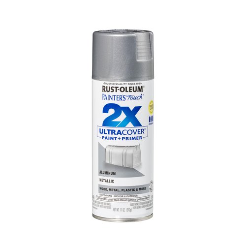 Rust-Oleum 334058 Painter's Touch 2X Ultra Cover Spray Paint, 11 oz, Metallic Aluminum