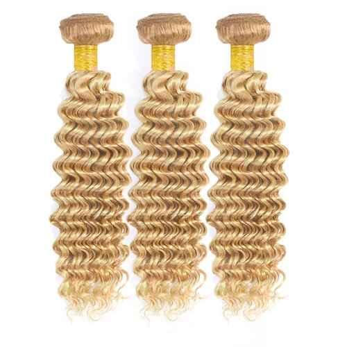 30 32 34 inch P27/613 Human Hair Bundles Blonde Deep Wave Bundles 613 Wet adn Wavy Bundle Blonde Human Hair Bundle