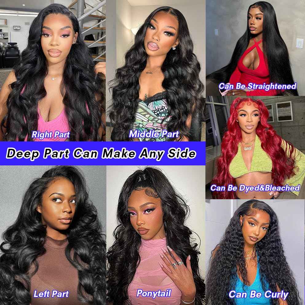 GRQGRQ 30 Inch 13x6 Lace Front Wigs Human Hair Wig 200% Density Body Wave Lace Front Wigs Human Hair Pre Plucked Glueless Wigs 13x6 HD Lace Frontal Wigs for Women Glueless Wigs Human Hair Pre Plucked