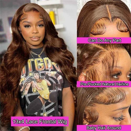 Chocolate Brown Lace Front Wig Human Hair 20 Inch 13x4 HD Body Wave Brown Lace Front Wigs Human Hair Wear and Go Glueless Wig Pre Plucked With Babyhair Colored Hd Lace Frontal Wigs For Black Women