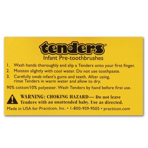 Practicon Tenders Pre-Toothbrush, 144 Individually Wrapped Pre-Toothbrushes, Assorted Colors Bulk Pack