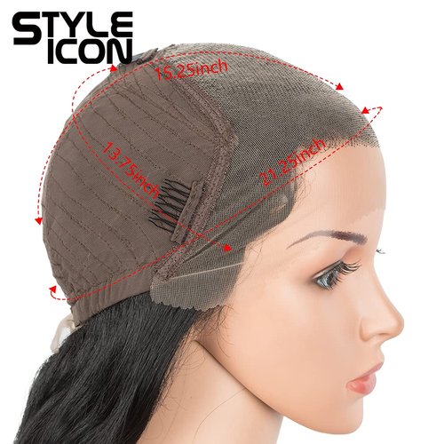 Style Icon Easy-360 36" Free Part Lace Frontal Wigs Super Long Multi-Layered Big Curl Wig Synthetic Wig (36 Inches, 1B)