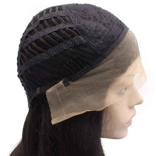 MX angel Medium Long Wavy Black Heat Resistant Synthetic Hair Lace Front Natural Wig