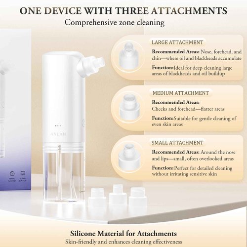 ANLAN Blackhead Remover for Face – Pore Extractor Vacuum with Microbubble Cleaning Blackhead Extractor Tools with 3 Suction Levels Acne Pimple Extractor Kit for Nose Face & T-Zone