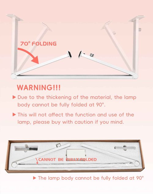 DLITISH Foldable Half Moon Light for Nail Desk, 48W Rectangle Nail Tech Lamp, 33in LED Desk Lamp with Knob, 3 Modes 3000-6000K Dimmable (White)
