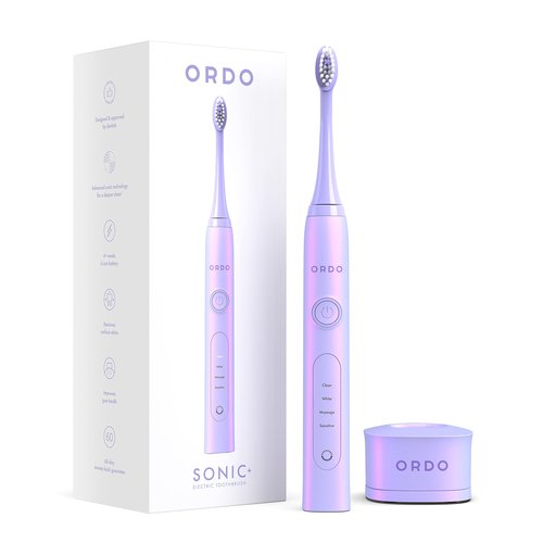 ORDO Sonic+ Electric Toothbrush for Adults, Advanced Tech, 4 Brushing Modes, Fast Rechargeable, Sonic Toothbrushes Over 4 Weeks Battery Life, Silicone Polishing Element, USB Charger, Pearl Violet