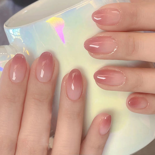 Color Gradient Nail Stickers - Removable Fake Nail Tips for Ladies, 24 Nails