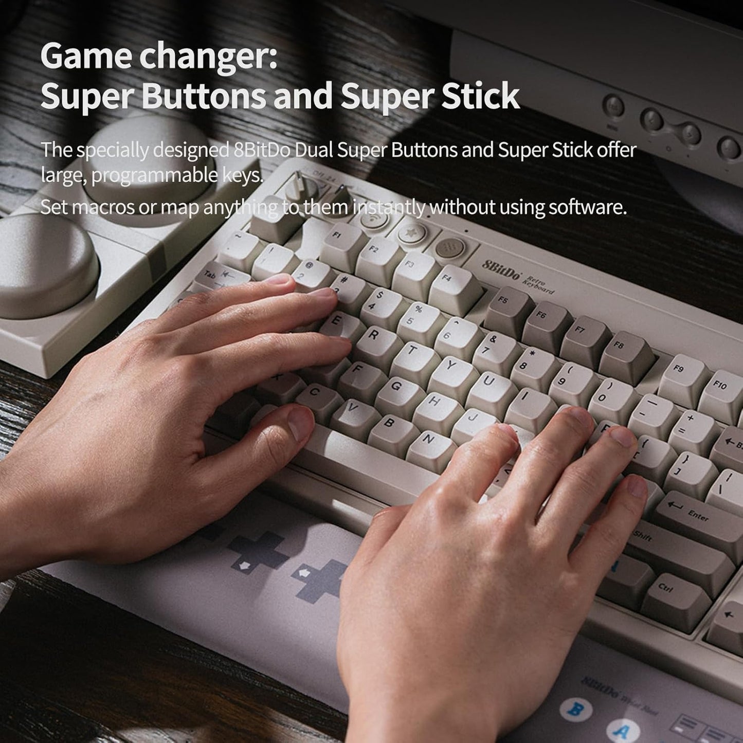 AKNES 8BitDo Retro 108 Mechanical Keyboard, Hot Swappable Gaming Keyboard with 108 Keys&Integrated Numpad, Dual Super Buttons, Bluetooth/2.4G/USB-C Keyboard for Windows & Android - N Edition