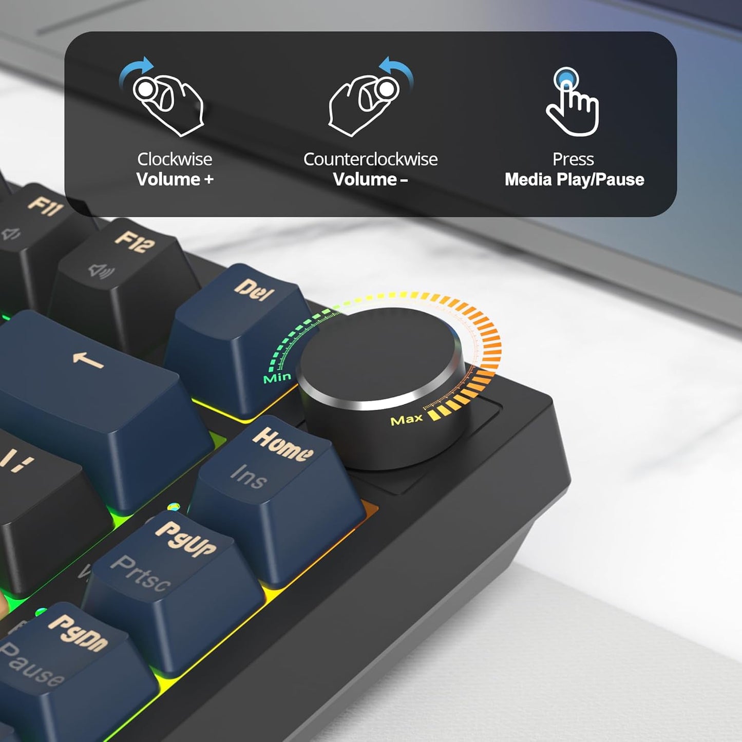 400PRO 75% Wireless Black Blue Gaming Keyboard, Gasket Hot Swappable RGB Mechanical Keyboard, Bluetooth/2.4GHz/USB-C Thocky Keyboard with Pre-lubed Cream Grey Switches (82 Black Blue-B)