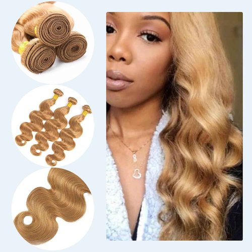 Habiliana Bundles Human Hair 18 20 22 Inch Body Wave Brown 27 Human Hair Bundles 11A Unprocessed Brazilian Virgin Quick Weave Hair Extensions for Black Women