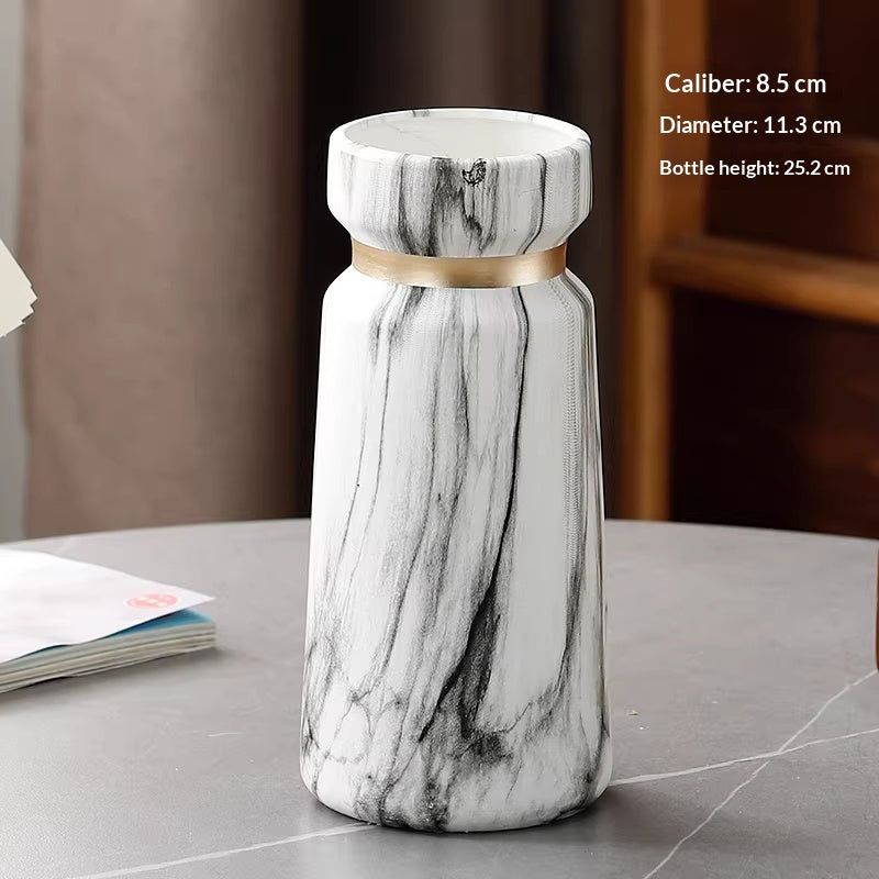 Minimalist Marble Pattern Ceramic Vase for Flower Arrangements - Modern Tabletop Decor
