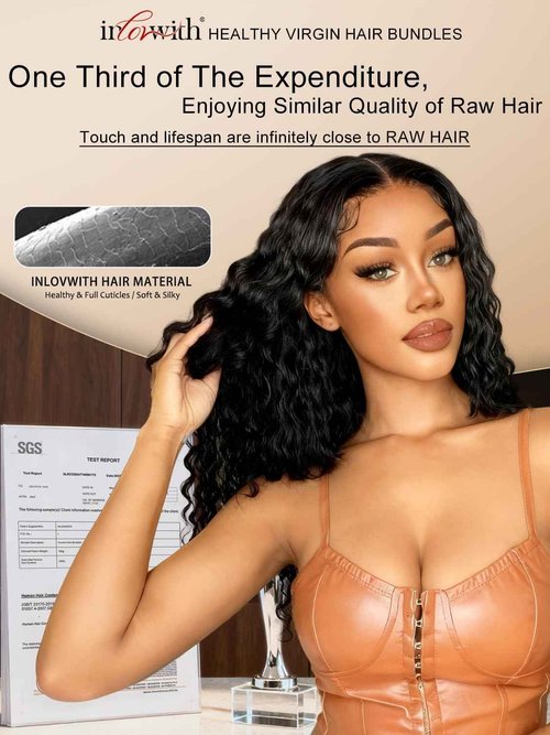 inlovwith Deep Wave Bundles Human Hair, Selected Healthy Curly Human Hair Bundles 100% Unprocessed Brazilian Virgin Hair Wet and Wavy (3 Bundles, 18 20 22 Inches)