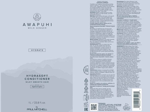 Awapuhi Wild Ginger by Paul Mitchell HydraSoft Conditioner, For Silky Smooth Hair, Ideal For All Hair Types, Especially Dry + Frizzy Hair, 33.8 oz.
