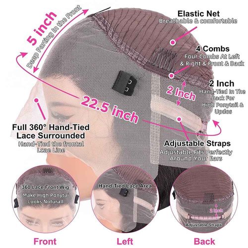 Nicy 360 Transparent Lace Body Wave Wig Remy Human Hair Updo Pre Plucked Glueless Frontal Wigs Hair Extrenstion with Baby Hair (30 highlight wave, 18inch)