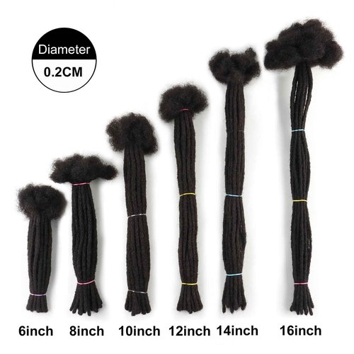 WacanDan 0.2cm Thickness 100% Human Hair Dreadlock Extensions for Men/Women 10 Inch 30 Strands Full Handmade Can be Dyed and Bleached Permanent Loc Extensions Human Hair Natural Black