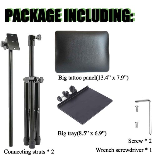 Beoncall Tattoo Arm Rest and Legrest Stand 360°Adjustable Armrest Foldable Legrest Leather Pad Thick Sponge Stable Base for Tattoo Studio Tattoo Artists