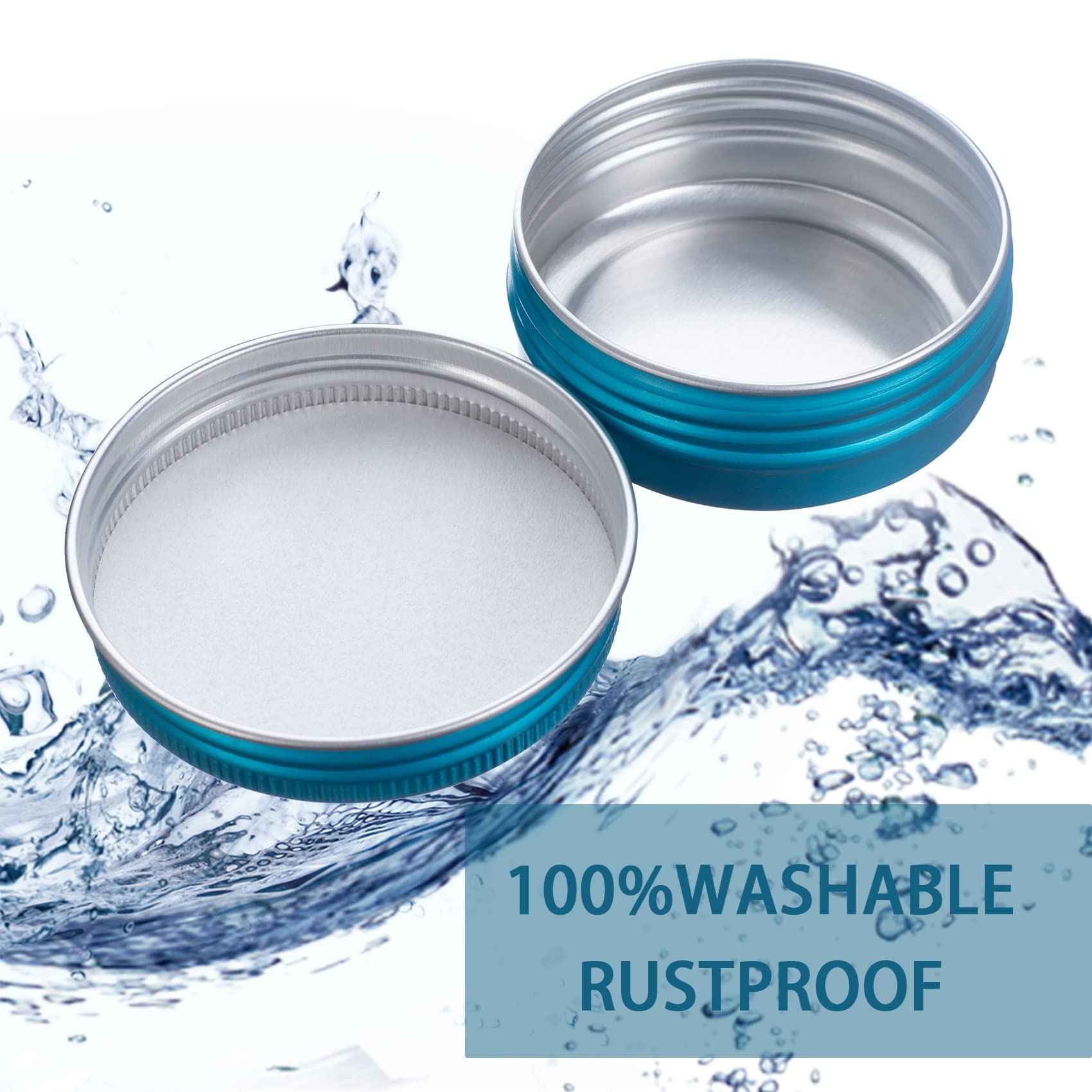 2 oz / 60ml Bulk Packaging Screw Top Aluminum Tin Jar with Screw Lid and Blank Labels (Lake Blue)