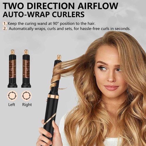TAHSHINE Blow Dryer Brush Set,5 in 1 Hair Styler,Hair Dryer Brush Electric,Auto Wrap Curler Hair Styler,Detachable Brush Heads Comb for Straightening Automatic Curling Styling,Foldable Hair Dryer