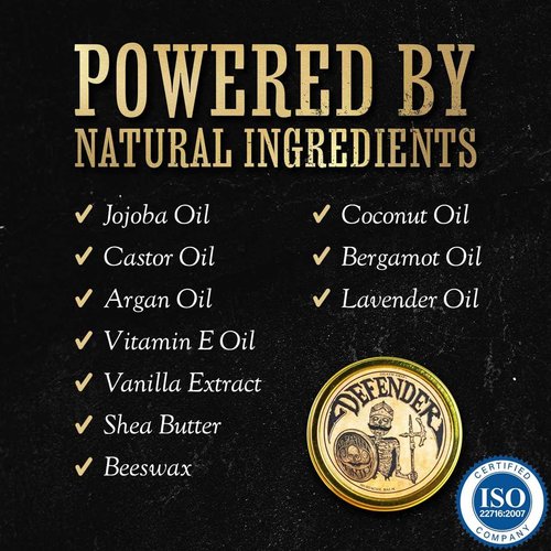 Mustache Balm for Men & Mustache Protector – Natural Styling & Conditioning Grooming Kit – Soften & Shape Facial Hair 2oz – Death Grip (Mustache Gift Set)