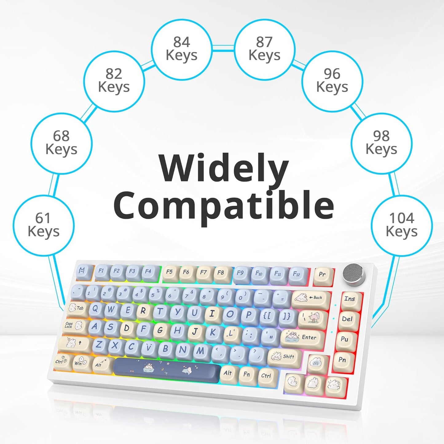 61 PBT Game keycap, 60% Backlight with Key Puller OEM Configuration American Layout, 87/104 Mechanical Keyboard (no Keyboard) (Ahris)