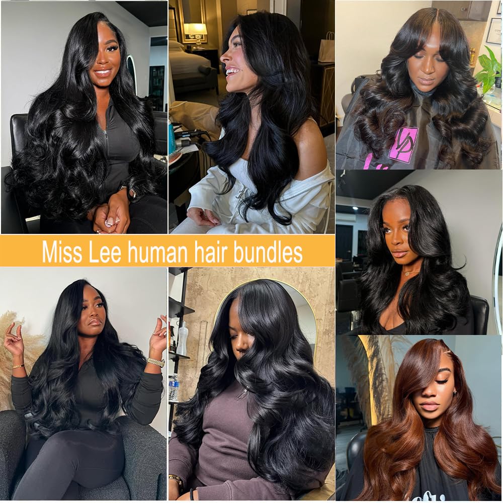 12A Body Wave Human Hair Bundles with Closure 18 20 22Inch Brazilian Body Wave 100% Unprocessed Virgin Human Hair Extensions 3 Bundles with 4x4 Lace Closure Free Part Natural Black Color