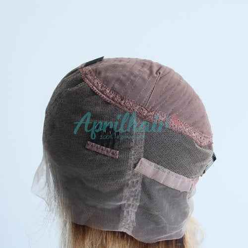 Aprilhair Pre-plucked Ombre #1B/27 Dark Root Honey Blonde 360 Lace Frontal Wigs Straight Glueless 150% Density Brazilian Virgin Human Hair With Baby Hair Full And Thick (10 Inch)