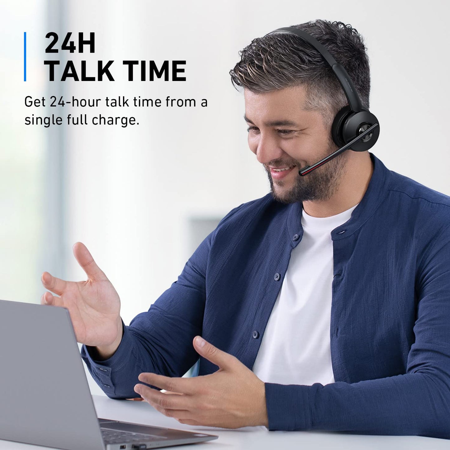 Anker PowerConf H500, Bluetooth Dual-Ear Headset with Microphone, Audio Recording and Meeting Transcription, AI-Enhanced Calls (Headset)