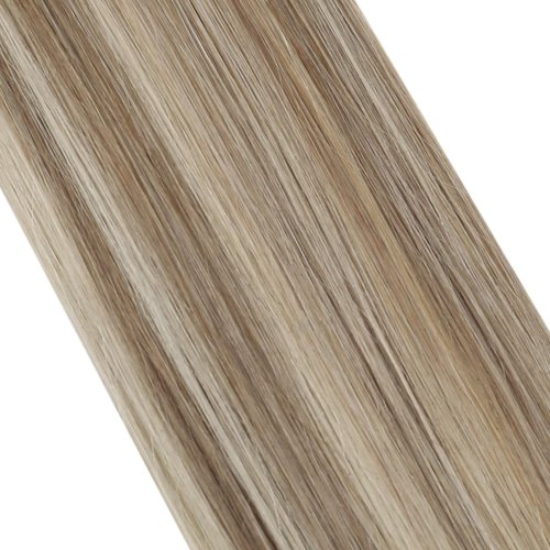 Moresoo Blonde Tape in Hair Extensions Real Human Hair Light Brown Mix with Platinum Blonde Tape in Human Hair Extensions Invisible Glue in Extensions Human Hair 24 Inch #P9A/60 20pcs 50g