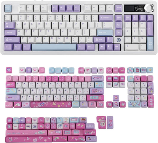 AJAZZ AK980 98% Mechanical Keyboard with KiiBOOM X Elyxirine Digital Dreams Pastel Y2K Keycap Set