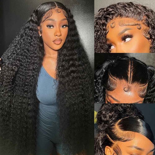 Silinli 200% Density 20 Inch 13x6 Deep Wave Lace Front Wigs Human Hair Curly HD Lace Front Human Hair Wig Pre Plucked 100% Real Human Hair No Synthetic Blend No Tangle No Shedding Triple Lifespan 3X
