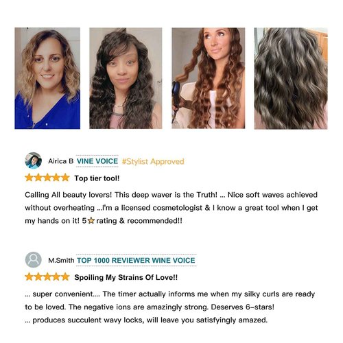 MIRACOMB Titanium Deep Waver Iron, Ion Technology, Digital Heat Settings, Auto Off, Dual Voltage (12.2 inches, Wavy Hair, Hair Waver)