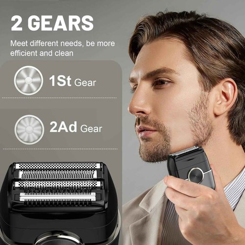 Welclux Electric Foil Shavers for Men: Advanced Mini Electric Razor with 4 Floating Blades & Large LED Display - 2 Adjustable Speeds - IPX7 Waterproof - USB Type C
