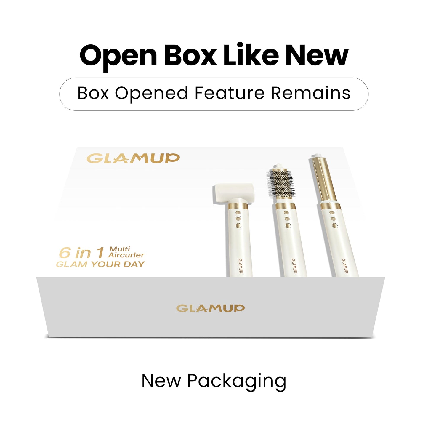 GLAMUP 6 in 1 Hot Air Styler, Coanda Auto-Wrap Hair Dryer Brush & Volumizer, Refurbished Multi Hair Tool (Renewed)