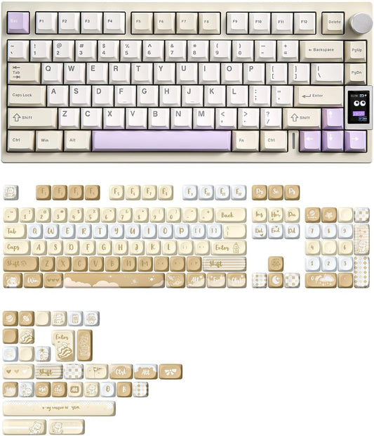 YUNZII AL80 Wireless Mechanical Keyboard(Beige, Cocoa Cream V2 Switch), 136 Keys MOA Keycaps(Butter)