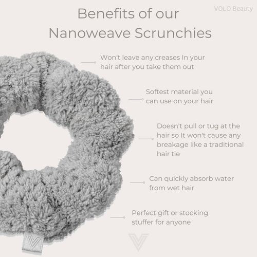 VOLO Luna Gray Hair Towel, Spa Headband & Scrunchie Set | Ultra Soft, Super Absorbent, Quick Drying Nanoweave Fabric | Towel Hair Accessories | The Core Collection | Microfiber