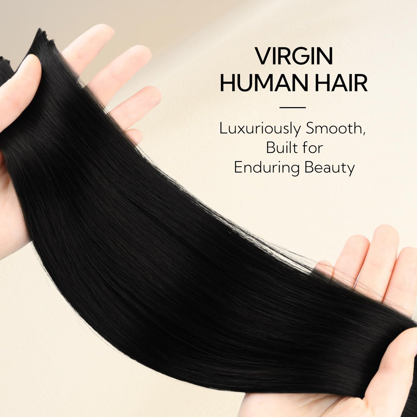 HOTBANANA Invisi Edge Tape in Hair Extensions Human Hair, 20inch 50g 20pcs Jet Black Invisible Tape in Extensions Straight Seamless Real Remy Hair Injected