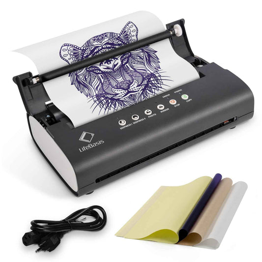 LifeBasis Tattoo Transfer Stencil Machine Thermal Copier Kit Tattoo Printer with 20pcs Tattoo Stencil Transfer Paper for Men Women, Upgraded Version MT200