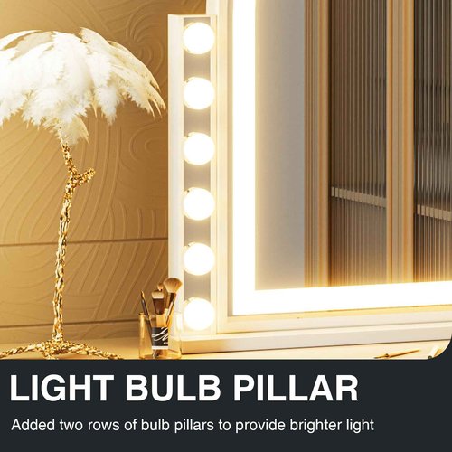 Leishe Arched Makeup Mirror with 3 Color Lights - 18.1'x23.4' Vanity Mirror with 10x Magnification for Desk