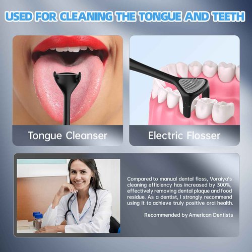 Voraiya Electric Flosser for Teeth Electric Flosser Dental Floss 3 Modes + 50 Replacement Heads Rechargable Ultrasonic Power Flossing for Teeth Adults & Kids