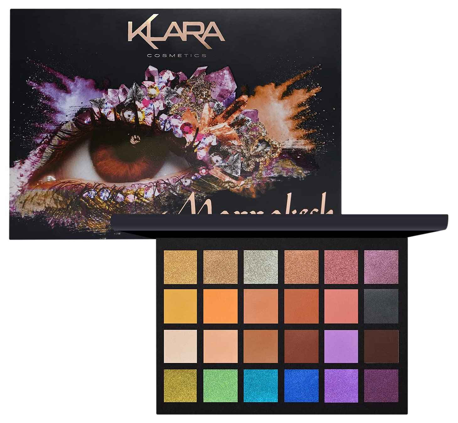 Klara Cosmetics 24 Eyeshadow Palette - Eye Makeup Palette with Matte, Shimmer and Metallic Finishes - Face Makeup Palette - Marrakech - 2.5 oz