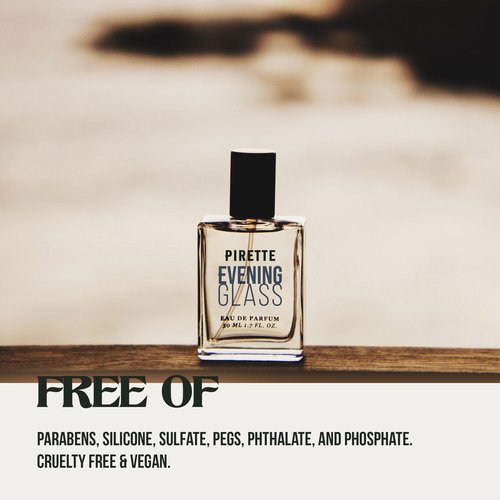 PIRETTE Evening Glass Eau de Parfum Spray for Women, Beach-Inspired, Long Lasting Womens Perfume with Notes of Dark Coconut, Warm Wood, Smoky Vanilla & Sea Salt, Daily Women's Fragrances, 1.7 fl oz