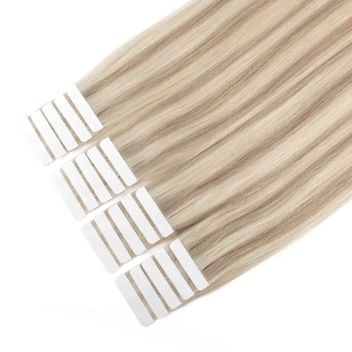 Sixstarhair Remy Tape In Hair Extensions Ash Blonde and Ash Brown Piano Color Remy Human Hair Lowlight Hair Extensions 20 Pieces Pack For White Women [P8-60 18inch]