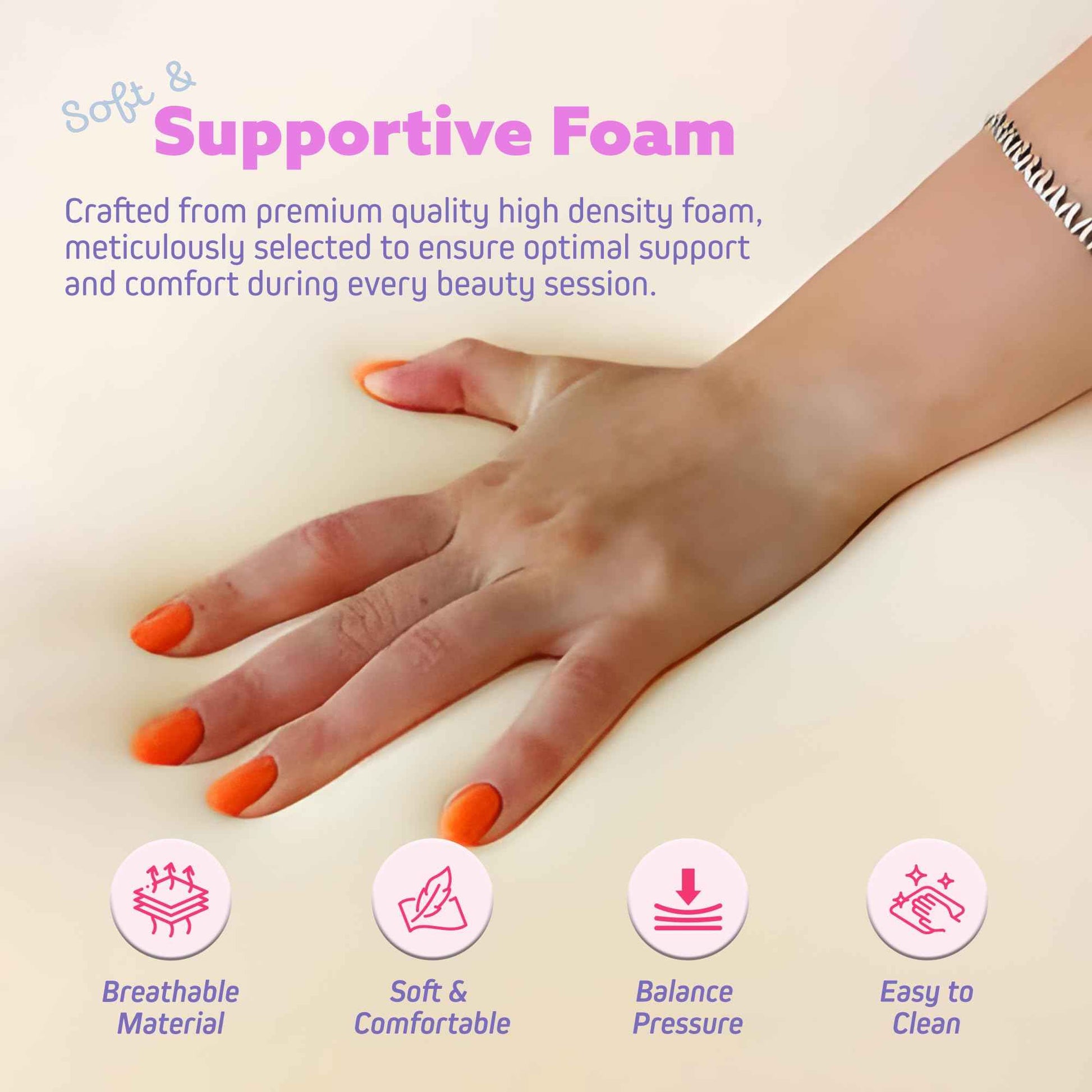 Lash Bed Topper – Ergonomic Memory Foam Pad with Plush Cover, Spa Table Cushion for Eyelash Tech, Salon Mattress for Beauty Beds, Compatible with Massage and Spa Setups – 28/70" (71/178 cm), Beige