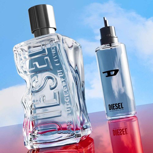 Diesel D Refillable Eau de Toilette Spray for Everyone – Men and Women – Ginger Extract, Denim Cotton Accord, Vanilla Bourbon Extract, Lavender Heart, 1.7 Fl. Oz.