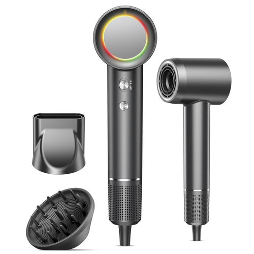 Hair Dryer, 160000 RPM Professional High Speed Ionic Blow Dryer • 500 Million Negative Ions • Intelligent Heat Control & Rapid Drying Speeds • Lightweight • Low Noise, Magnetic Diffuser & Nozzle