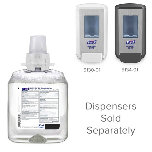 PURELL HEALTHY SOAP BAK E2 Antimicrobial Foam, Fragrance Free, 1250 mL Refill for PURELL CS4 Manual Soap Dispenser (Pack of 4) – 5133-04 - Manufactured by GOJO, Inc.